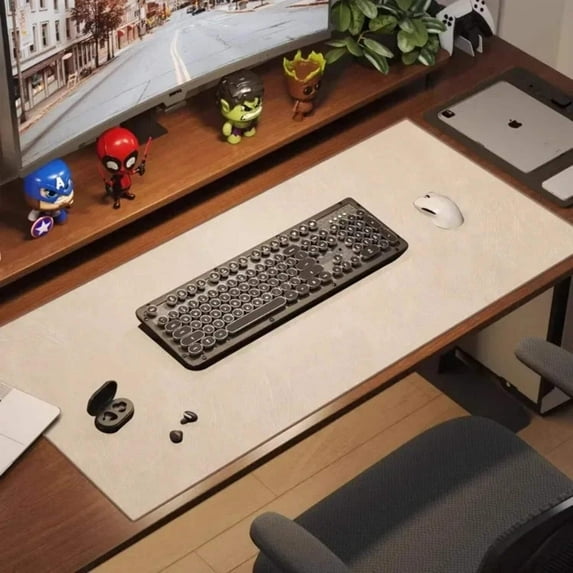 Large Desk Mouse Pad Retro PU Suede - Waterproof Non-Slip Gaming Office Mat
