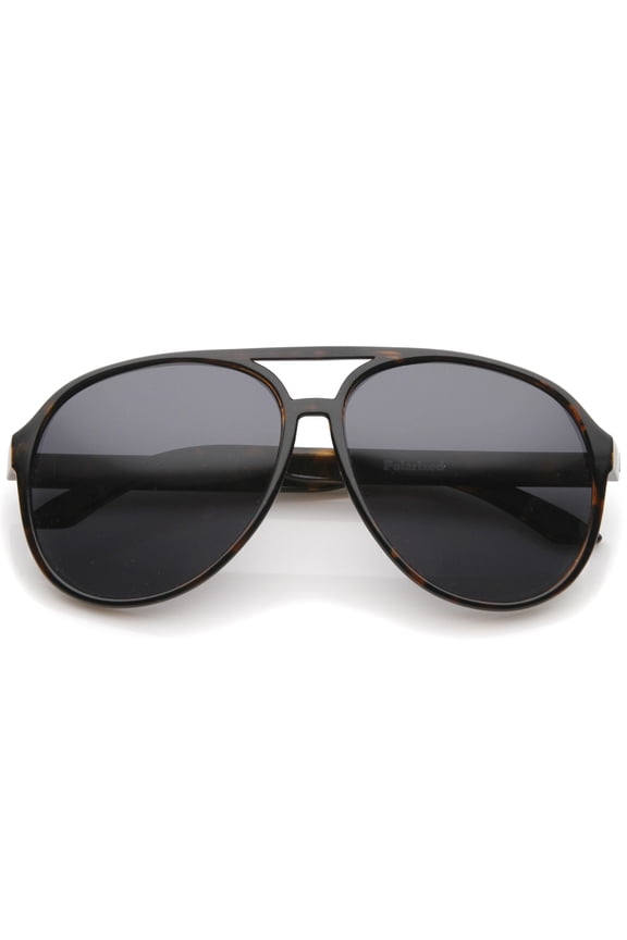 Retro Large Protective Polarized Lens Aviator Sunglasses 60mm (Tortoise / Smoke Polarized)