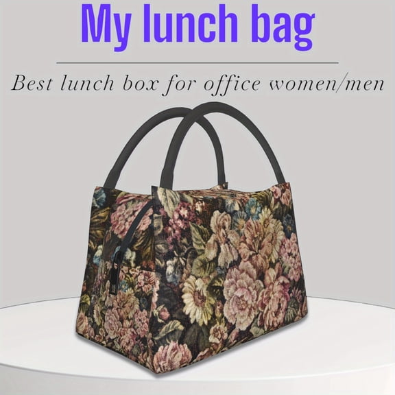 Retro Large-capacity Exquisite Lunch Bag - Nylon Printed Thick Fabric, Aluminum Foil Insulation Layer - Suitable for School, Commuting, Camping and Picnics, Daily Use, Lunch Box, Lunch Container