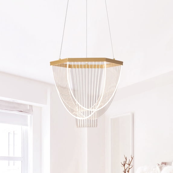 Retro Lassel-like LED Chandelier, Modern Novel Dimmable LED Pendant Light for Living Room Dining Room Kitchen Hallway