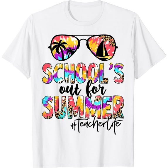 Retro Last Day Of School Schools Out For Summer Teacher Life T-Shirt White Small