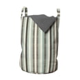 thumbnail image 1 of Retro Laundry Bag, Classical Vertical Stripes Pattern Texture Image Old Fashioned Display, Basket with Handles Drawstring Closure for Laundromats, 13" x 19", Almond Green Brown Cream, by Ambesonne, 1 of 4