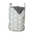 thumbnail image 1 of Retro Laundry Bag, Romantic Perforated Swirly Hearts in Geometric Background Lacy Victorian Rococo Art, Basket with Handles Drawstring Closure for Laundromats, 13" x 19", Coconut Grey, by Ambesonne, 1 of 4