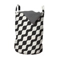 thumbnail image 1 of Retro Laundry Bag, Wavy Stripes Abstract Monochromatic Creative Pattern Modernistic Design, Basket with Handles Drawstring Closure for Laundromats, 13" x 19", Eggshell Charcoal Grey, by Ambesonne, 1 of 4