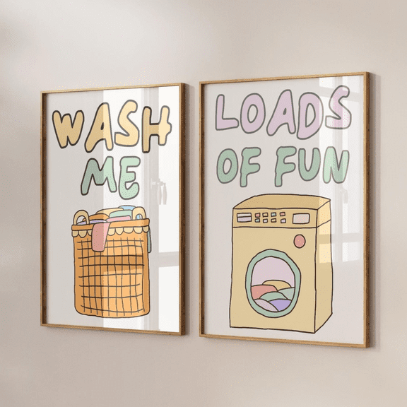 Retro Laundry Room Quote Poster Prints , Stretched Canvas