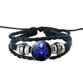 thumbnail image 1 of Retro Leather Braided Bracelet with Glow Gemstone Beads Constellation Theme Wrist Jewelry for Men Women, 1 of 1