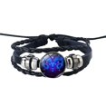 thumbnail image 1 of Retro Leather Braided Bracelet with Glow Gemstone Beads Constellation Theme Wrist Jewelry for Men Women, 1 of 1