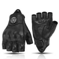 thumbnail image 1 of Retro Half-Finger Motorcycle Gloves - Leather Touchscreen Gloves with Hard Shell Protection | Unisex, 1 of 11