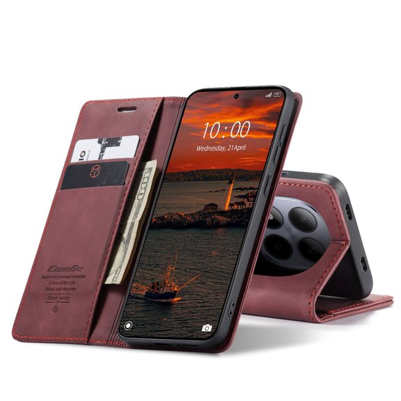 Retro Leather Wallet Case for GANGXUN Redmi Note 15 Pro 4G – Shockproof, Card Slots – Red
