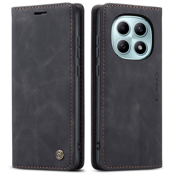 Retro Leather Wallet Case for GANGXUN Redmi note 15 – Shockproof, Card Slots – Black