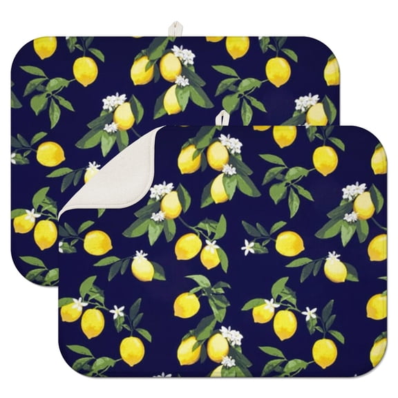 Retro Lemon Coffee Maker Mat – Ultra Absorbent Yellow Fruit Drying Mat, Foldable and Lightweight Microfiber Spill Pad for Fresh Lemon Lovers