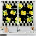 thumbnail image 1 of Retro Lemon Kitchen Curtains - Rustic Country Short Cafe Curtains Black White Buffalo Plaid Fruits Leaves Tier Curtains Decor for Living Room Rod Pocket Window Drapes 2 Panels 28"x36", 1 of 5