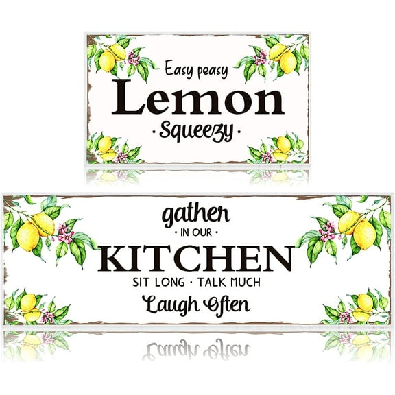 Retro Lemon Kitchen Mat Set of 2 Non Slip Summer Kitchen Rug and Mats Anti Fatigue Summer Rug Farmhouse Lemon Kitchen Decor Lemon Floor Rug Runner for Bathroom Home, 16.5 x 47 Inches, 16.5 x 28 Inches
