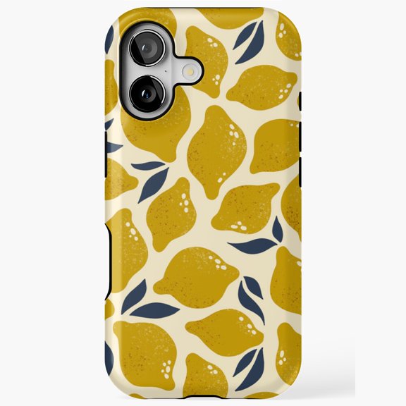 Retro Lemon Pattern Cute Summer Fruit Phone Case 17 16 15 14 13 12 11 Pro Max