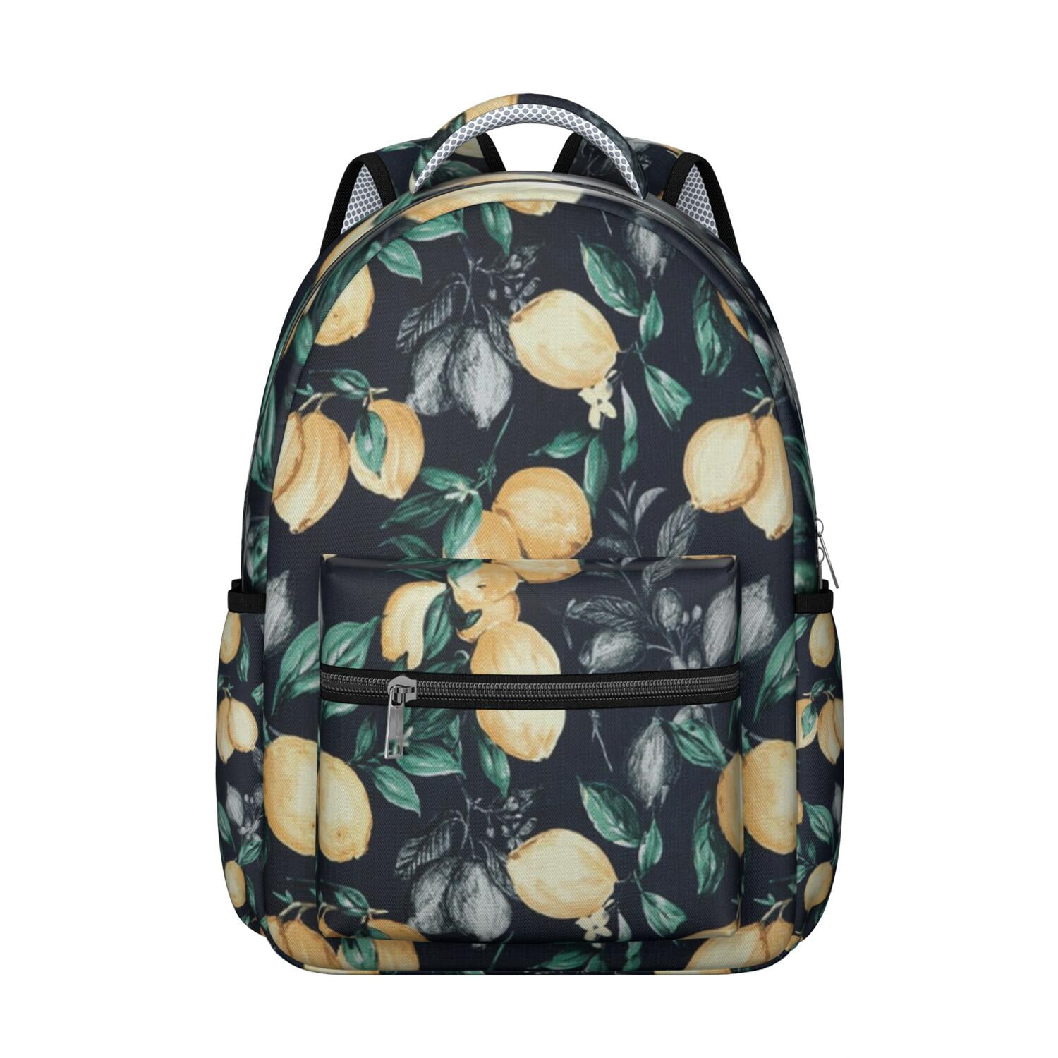 Retro Lemon Print School Backpack - Waterproof & Ergonomic Student Backpack, Durable & Lightweight with Spacious Compartments for Daily Use