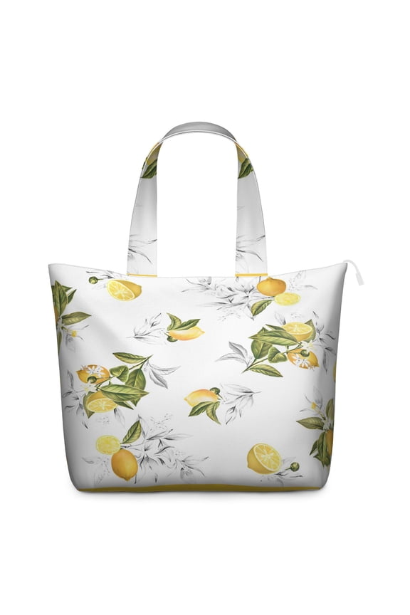 Retro Lemon Print Weekender - Large Capacity Travel Bag with Secure Zipper Closure