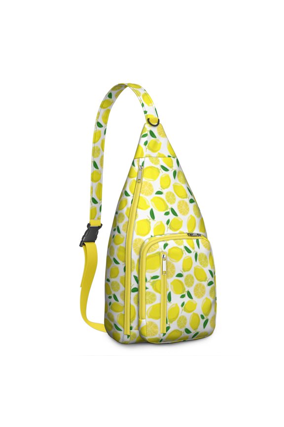 Retro Lemon Sling Backpack&nbsp;- Vintage Fruit Design Crossbody Shoulder Bag, Breathable Mesh Back Panel