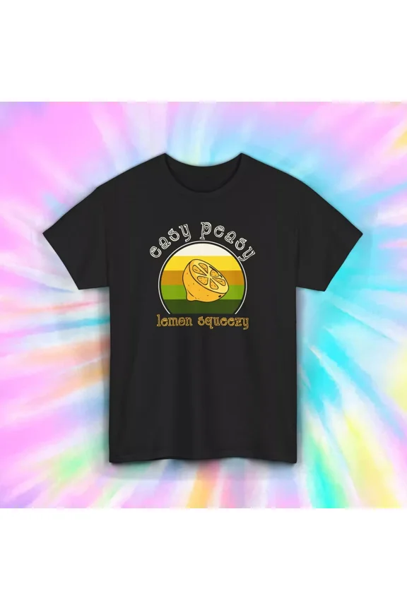 Retro Lemon T-Shirt Easy Peasy Lemon Squeezy Funny Quote Gift