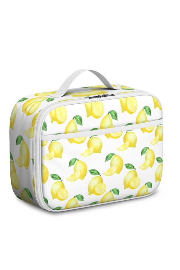 Retro Lemon Yellow Insulated Lunch Box - Durable Oxford Cloth, Spill-Resistant Interior for School & Work