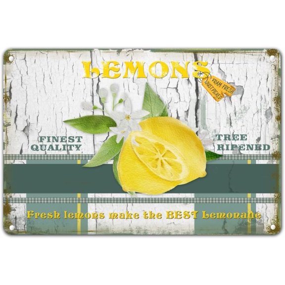 Retro Lemonade Metal Tin Sign with Faux Wood Grain Wall Decor 8x12 Inch