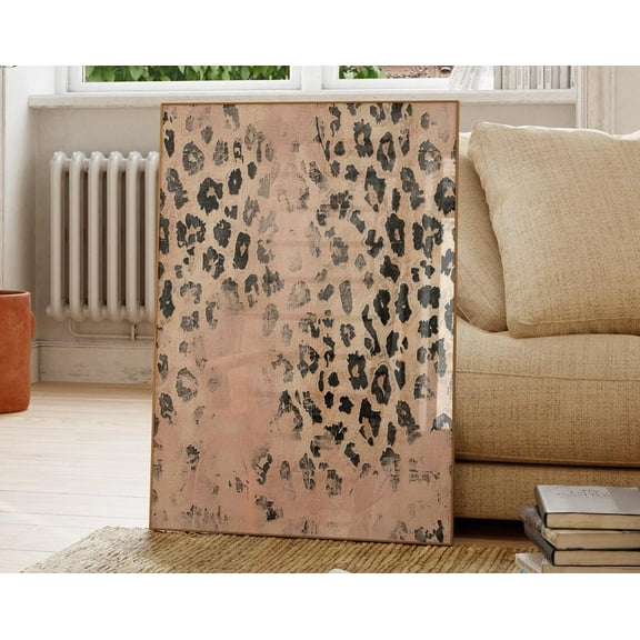 Retro Leo.Pard Print Blush Pink Wall Art UNFRAMED PAPER POSTER, Home Decor