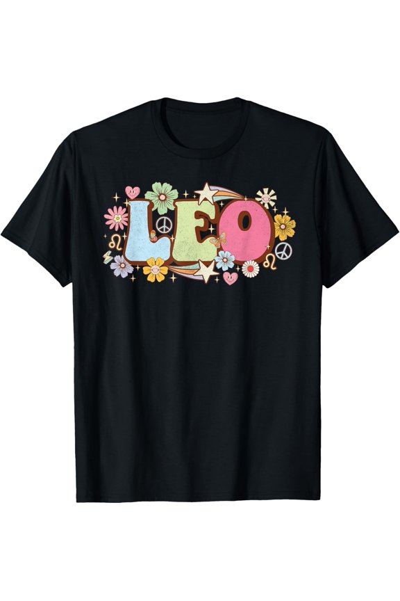 Retro Leo Zodiac Sign astrology July August Birthday Leo T-Shirt
