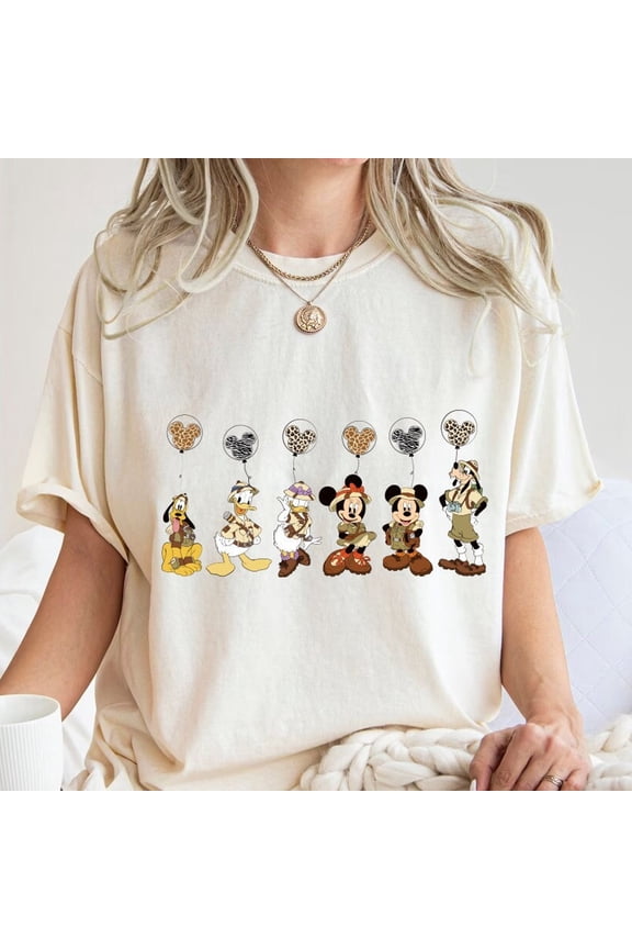 Retro Leopard Balloon Animal Kingdom T-Shirt, Vintage Safari Mode Comfort Colors, Perfect for Family Trips