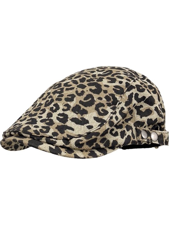 Retro Leopard Print Beret Forward Hats Spring Male And Female Literary Painter Hat Casual Sunshade Short Brim Forward
