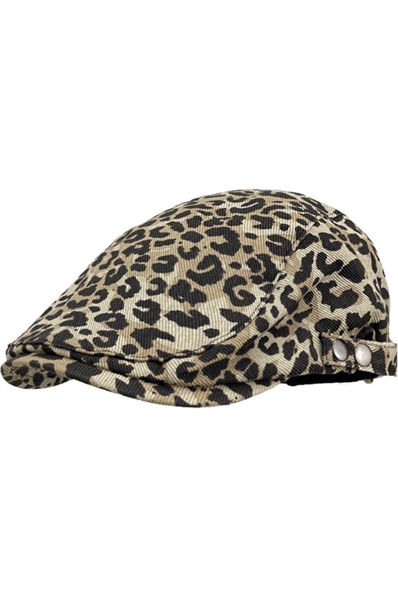 Retro Leopard Print Beret Forward Hats Spring Male And Female Literary Painter Hat Casual Sunshade Short Brim Forward
