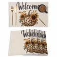 thumbnail image 1 of Retro Leopard Pumpkins Placemats Set of 8 Welcome Sunflowers Rustic Place Mats Indoor Wipeable Table Mats Washable Cloth Dining Table Placemats for Kitchen Holiday Party Home Decor 13x19 Inch, 1 of 9