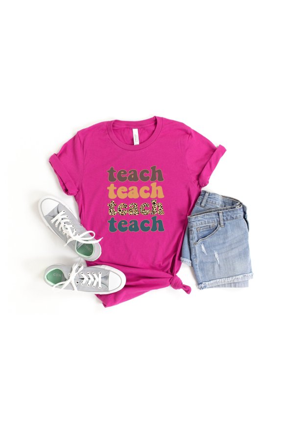 Retro Leopard Teach Shirt, Retro Teach Shirt, Retro Teach T Shirt, Teacher Raglan, Retro T