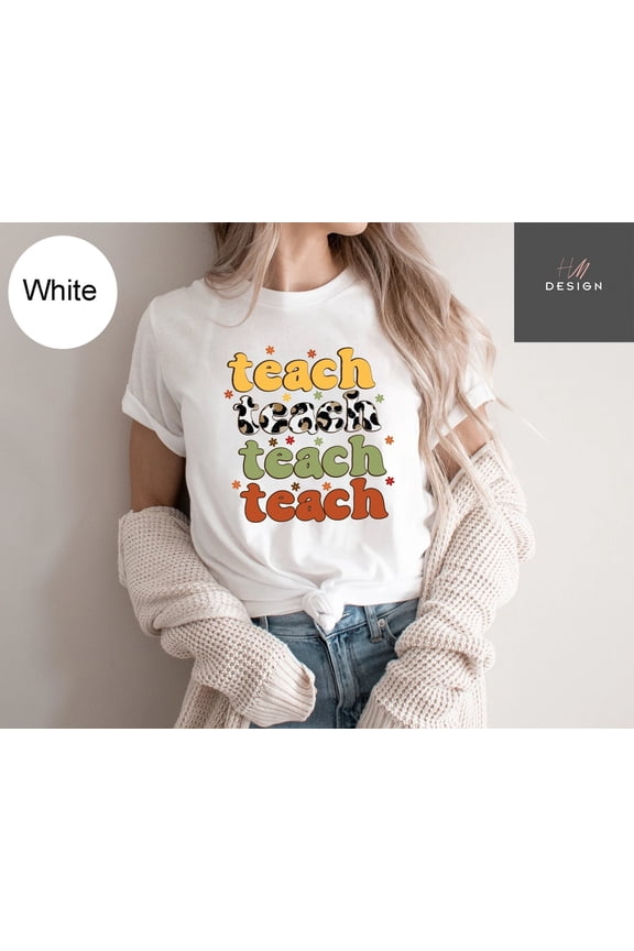 Retro Leopard Teach Shirt, Retro Teach Shirt, Retro Teach T Shirt, Teacher Raglan, Retro T