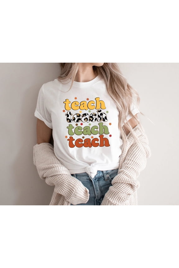 Retro Leopard Teach Shirt, Retro Teach Shirt, Retro Teach T Shirt, Teacher Raglan, Retro T