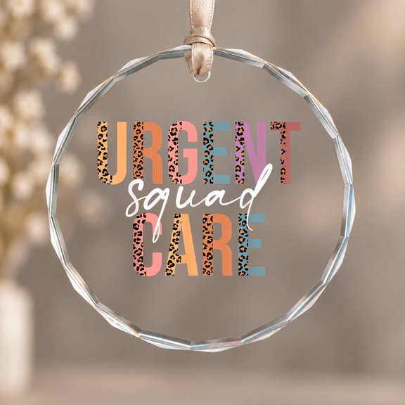 Retro Leopard Urgent Care Squad Emergency Department ER RN Theme Ornament, Shelf Decor, Circle Glass Ornament