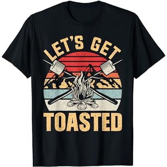Retro Lets Get Toasted Shirt Vintage Camp Camper Camping T-Shirt