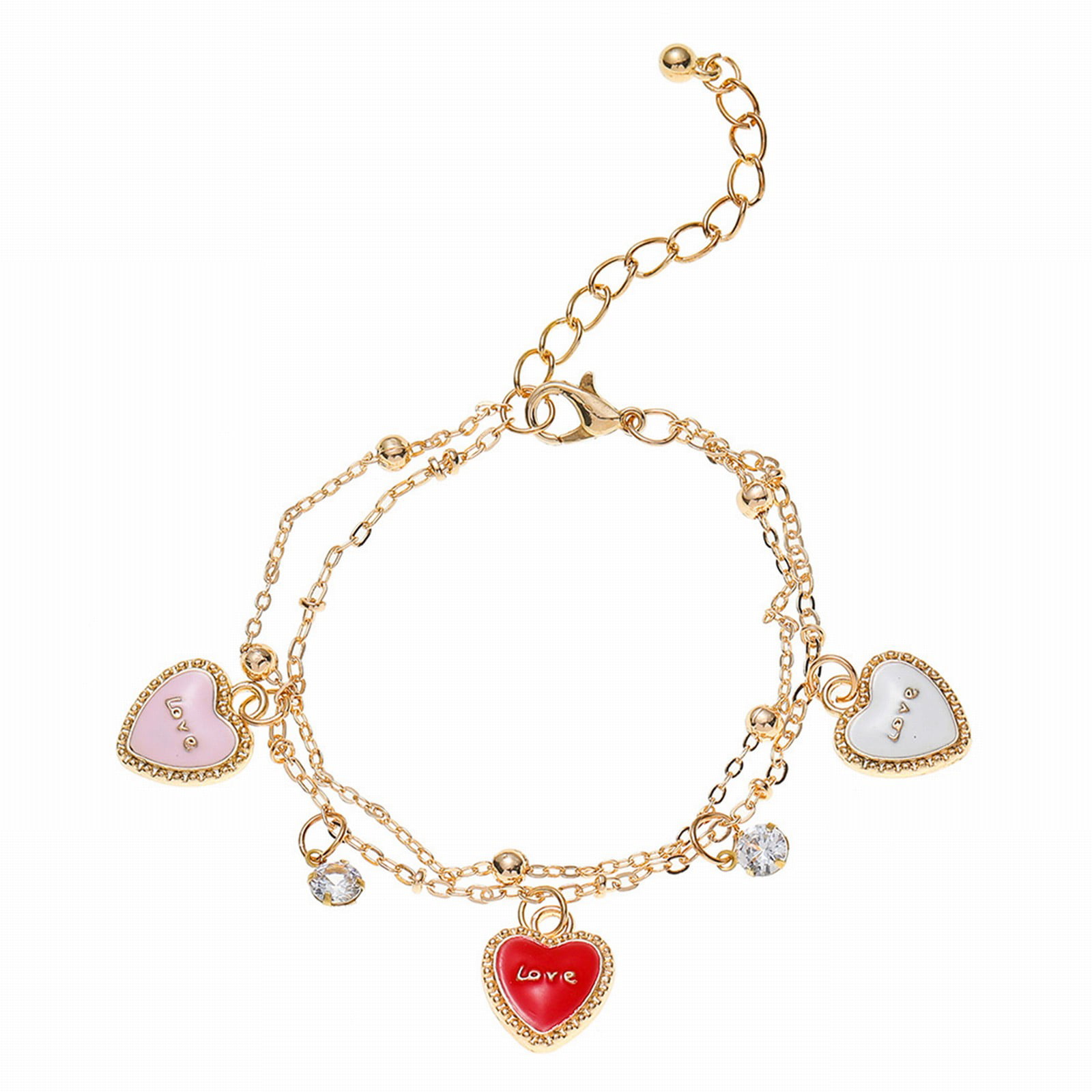 Buy Estele Gold-Plated Heart Shaped Bracelet with White Crystals Online At  Best Price @ Tata CLiQ