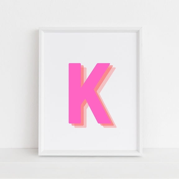 Retro Letter K Monogram Initial Decor Wall Art