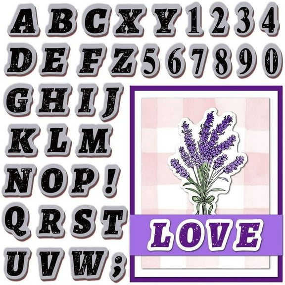 Retro Letters Numbers Cling Rubber Stamp 8.7"x7" EVA Stamps Embossing Stamp Seal Rubber Stamps for DIY Scrapbooking and Card Making Paper Craft Decor