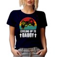 thumbnail image 1 of Retro Leveling Up to Daddy - Baby Shower, Pregnancy Announcement, Video Gamer Dad, Navy Blue T-Shirt, XL, 1 of 5