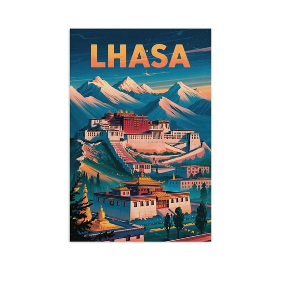 Retro Lhasa City Poster Vintage Tibetan City Tourism Art for Walls Canvas Poster