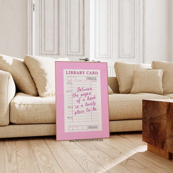 Retro Library Card Poster, Book Lover Wall Art.2, 12x18 UNFRAMED