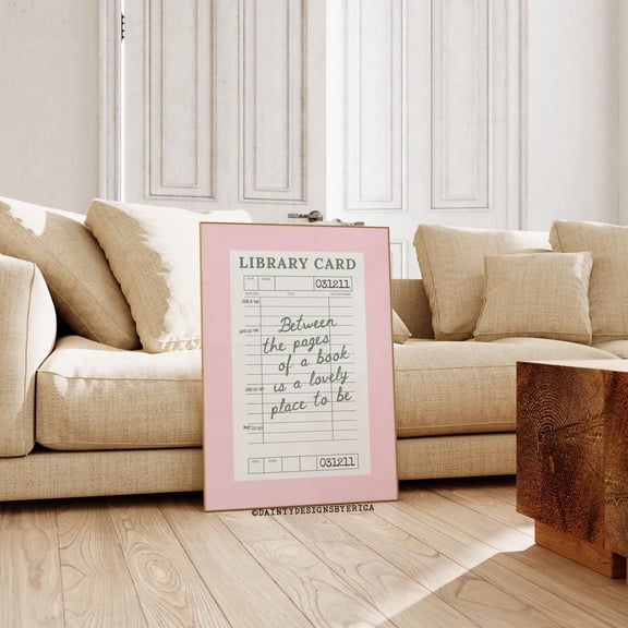 Retro Library Card Poster, Book Lover Wall Art, 24x36 UNFRAMED