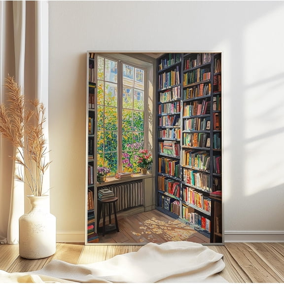 Retro Library Reading Poster, Unframed Paper Poster 8x10in