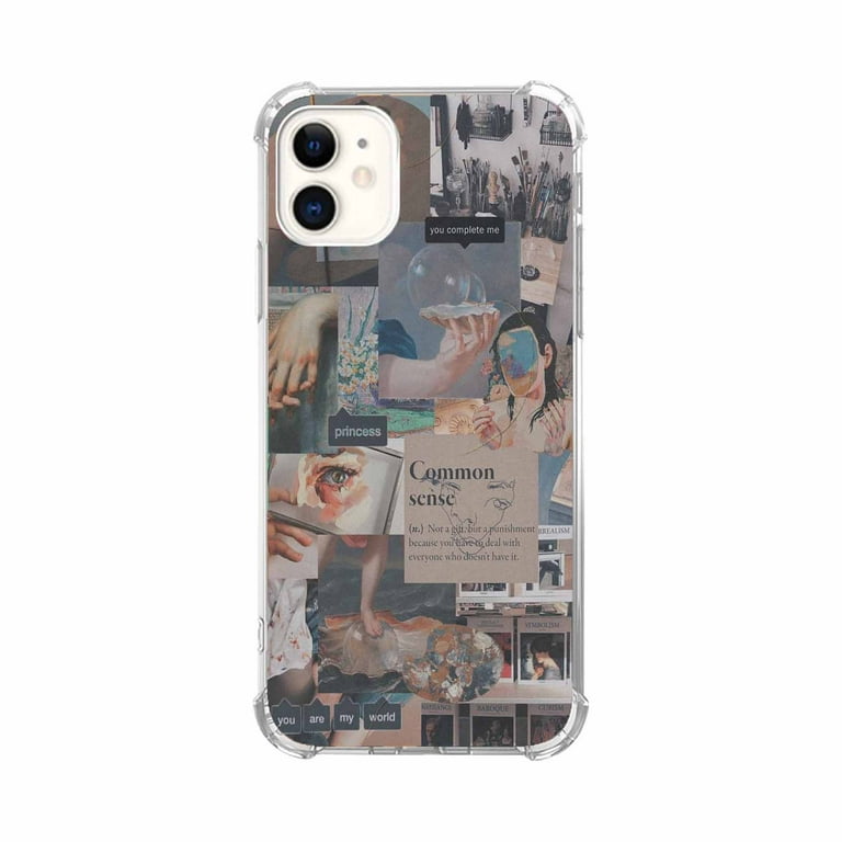 Retro Life Collage Case for iPhone 12,Aesthetic Art Design Pattern