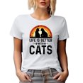 thumbnail image 1 of Retro Life Is Better with Cats, Cat or Fur Parent, White T-Shirt, Small, 1 of 5