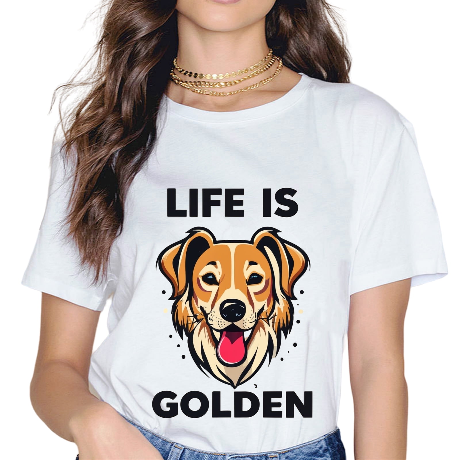 Retro Life Is Golden Shirt Golden Retriever Gifts Funny Dog T-Shirt ...