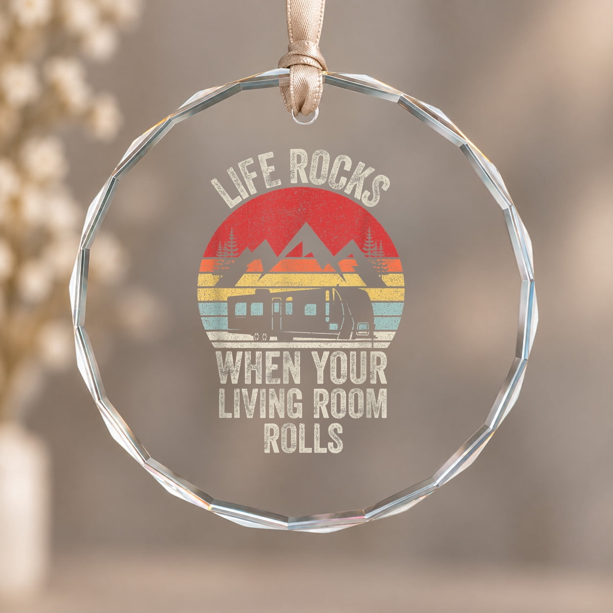 New Retro Rv Retro Life Rocks When Your Living Room Rolls RV Camping Theme Ornament ...