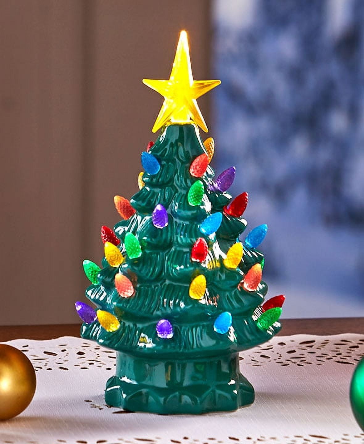 Retro Lighted Tabletop Christmas TreesGreen small