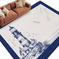 thumbnail image 1 of Retro Lighthouse Rectangle&nbsp;Area Rug&nbsp;5x7 ft Seagull Ocean Vintage Blue Lines Art Washable Rugs for Living Room, Non Slip Soft Carpet for Bedroom Entryway Dining Room, 1 of 9