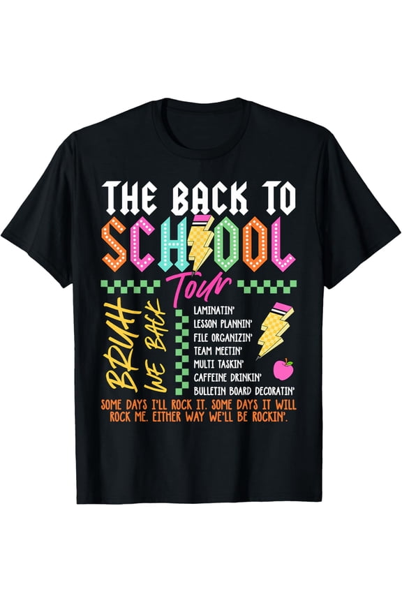 Retro Lightning Bolt ABCD Back to School Tour Teacher Adult T-shirt